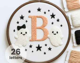 Halloween Alphabet Hand Embroidery Pattern: 26 Letters (Digital Download)