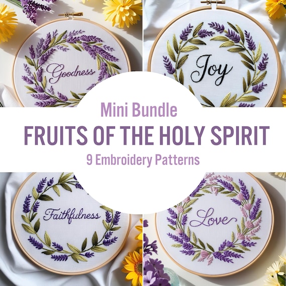 Fruits of the Holy Spirit Embroidery Pattern: Floral Christian Decor (PDF Pattern)