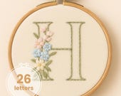 Floral Alphabet Embroidery Pattern: Pastel Monogram Letters (PDF Download)