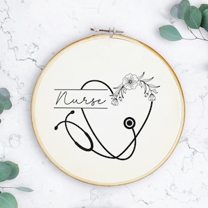 Nurse hand embroidery Pattern, health embroidery, nurse theme, nurse Embroidery pattern, Instant download PDF pattern, at home activities