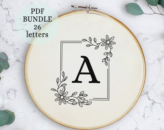 Classic Monograms embroidery pattern, modern embroidery pattern PDF, Hand Embroidery Initials, Custom Letter, Hand Embroidery Letter Pattern