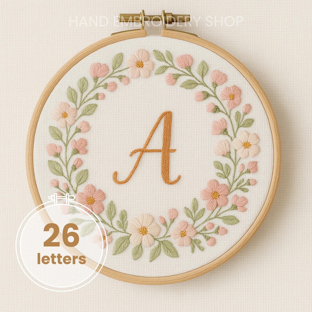 Floral Alphabet Embroidery Pattern: 26 Letter PDF (digital Download) - Etsy