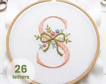 Alphabet Letters Embroidery Pattern Digital Download Floral Monogram PDF Hoop Art Nursery Decor Baby Shower Gifts Beginner Friendly Design