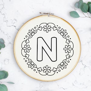 New Alphabet hand embroidery pattern, modern embroidery pattern PDF, Alphabet Collection,PDF Embroidery Pattern, floral designs, Digital PDF