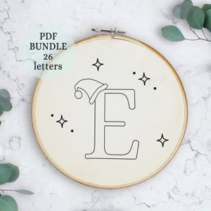 Initial embroidery pattern, personalized embroidery pattern beginner, Christmas embroidery pattern pdf, Alphabet embroidery pattern, winter