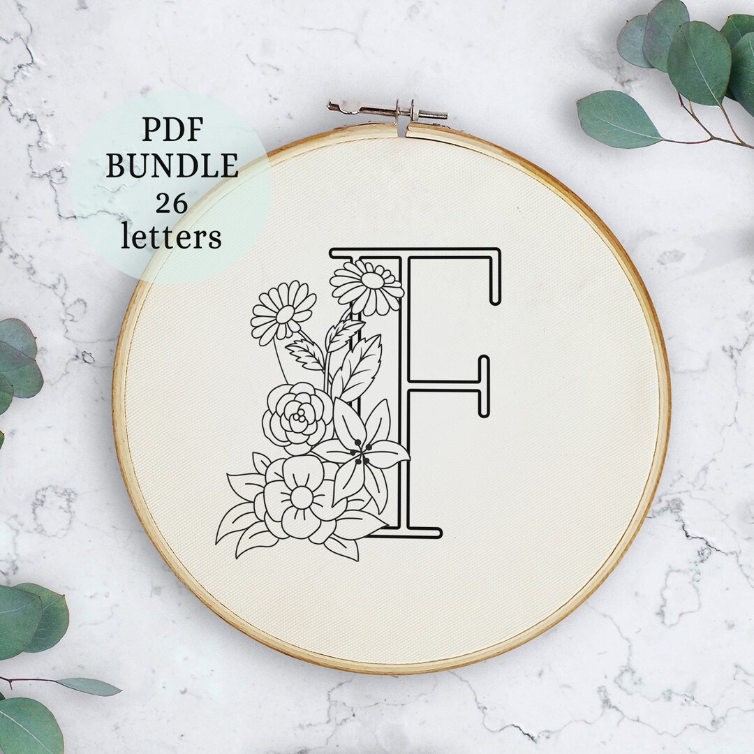 Custom Alphabet Embroidery PDF Pattern, Instant Digital Download, Letter Embroidery Design With ...