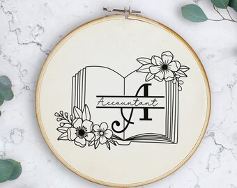 Accountant Embroidery Pattern, Digital Download, Accountant embroidery, Accountant Monogram, trendy embroidery, handmade gift, idea gift