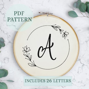 Floral Alphabet, Initial Embroidery PDF Pattern, Instant Digital Download, Monogram Embroidery for Beginners, Embroidery Letter, alphabet