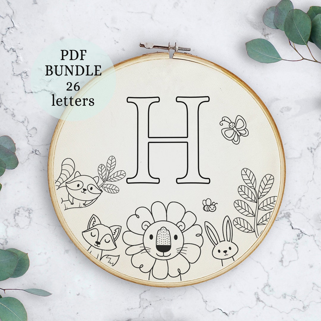 Initial Embroidery, Letter Embroidery PDF Pattern, Woodland Alphabet Hand Embroidery, Forest Animals PDF Download Pattern, PDF Pattern - Etsy initial-embroidery-letter-embroidery-pdf-pattern-woodland-alphabet-hand-embroidery-forest-animals-pdf-download-pattern-pdf-pattern-etsy