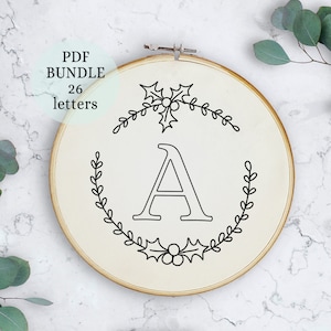 Decoracion navideña, idea regalo, arbol de navidad, letras para bordar, abecedario con flores, patrón abecedario pdf, iniciales para bordar