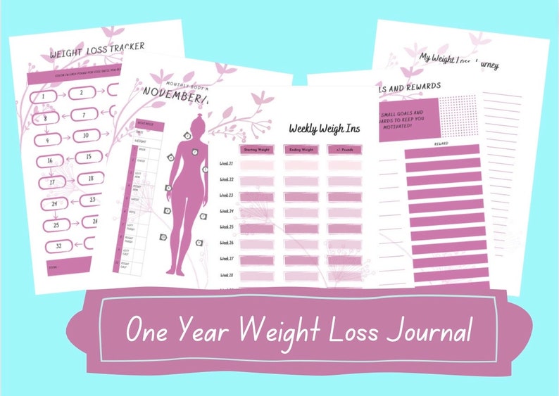 Weight Loss Journal One Year Printable PDF Etsy