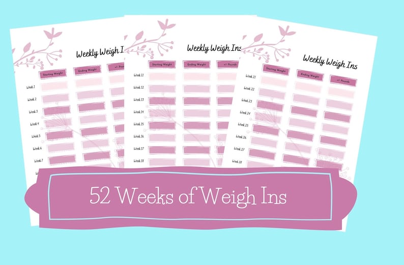 Weight Loss Journal One Year Printable PDF Etsy