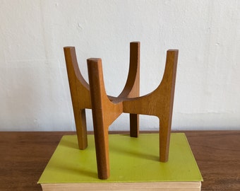 1960er Holzkugel Übertopf, Tisch, Blumentopf, Mid-Century, MCM, Mod