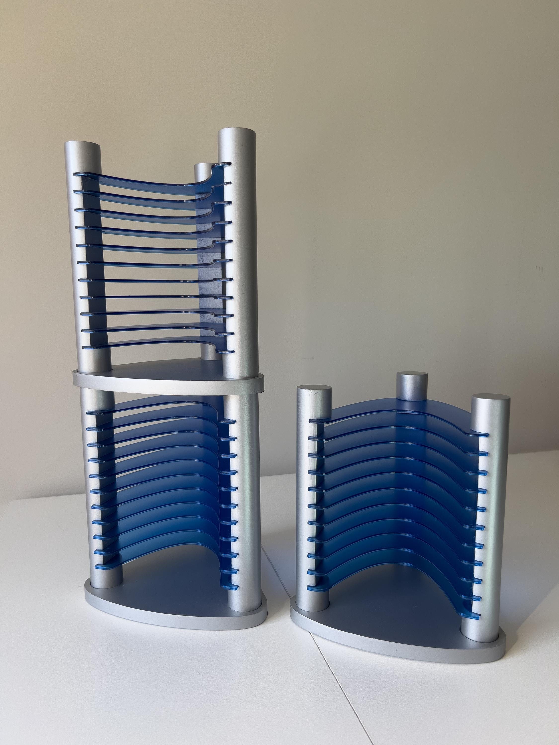 Y2K CD Storage Rack Tower, Blue Silver Retro - Etsy