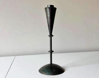 Post Modern Forged Iron Hooped Candlestick Holder, Vintage Retro Style