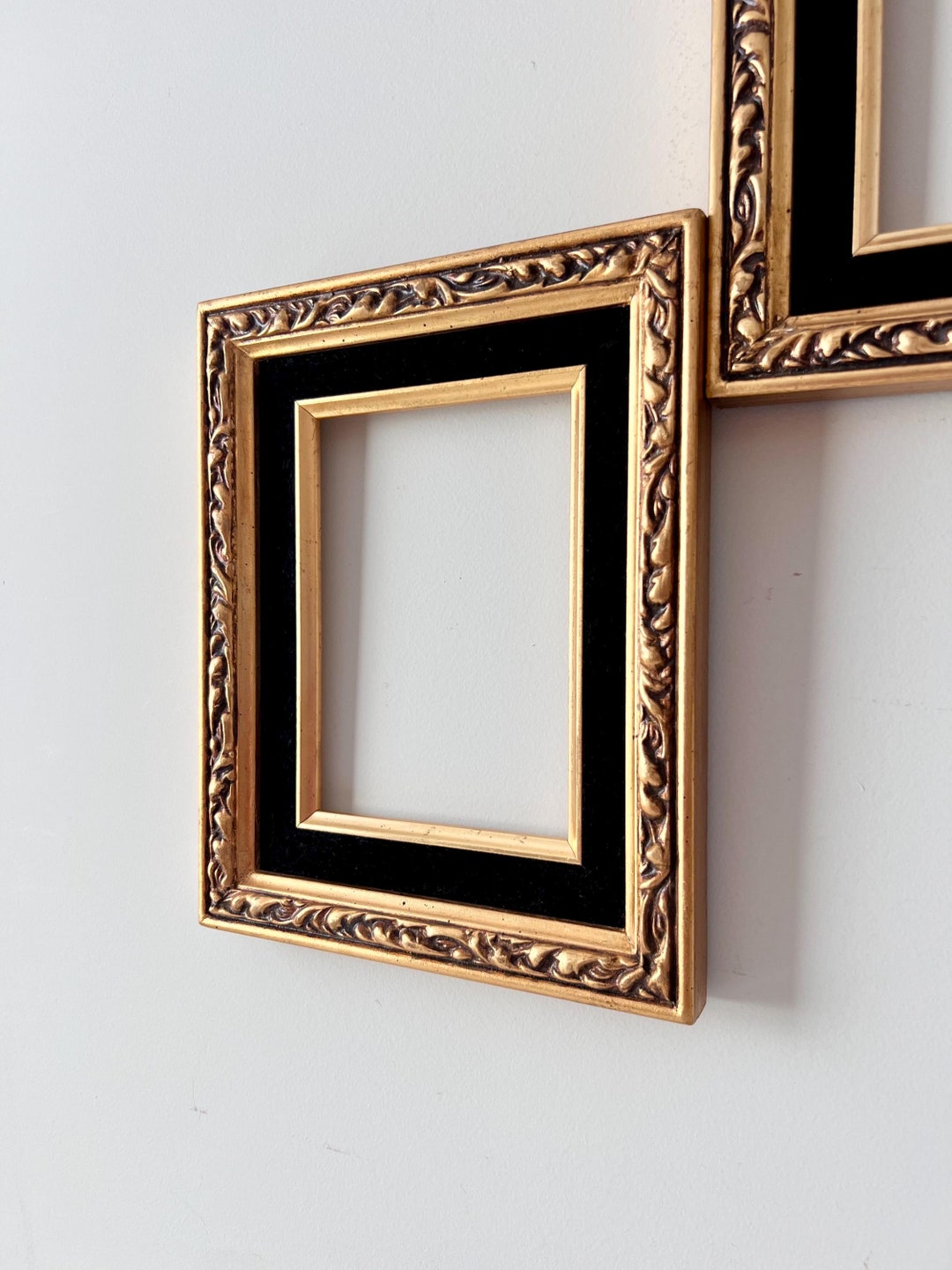 Gilt Gold and Black Velvet Ornate Photo Frames, Vintage Regency Style ...