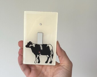 Tapa acrílica para interruptor de luz con diseño de vaca de los años 90