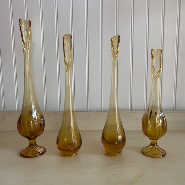 Vase pivotant en verre viking, au choix, vase bourgeon, ambre, mini, six pétales, vintage, MCM, mid-Century