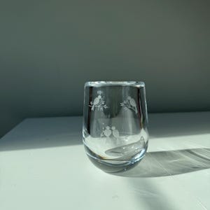 Orrefors Kristall Vase in Form eines geätzten Vogels