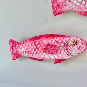 Vintage Pink Paper Mache Hand Painted Fish Sculptures - Etsy