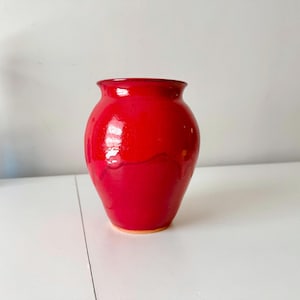 Kit Vanderwal Art Pottery Vase: Red Chinese Drip Glaze, Seagrove NC