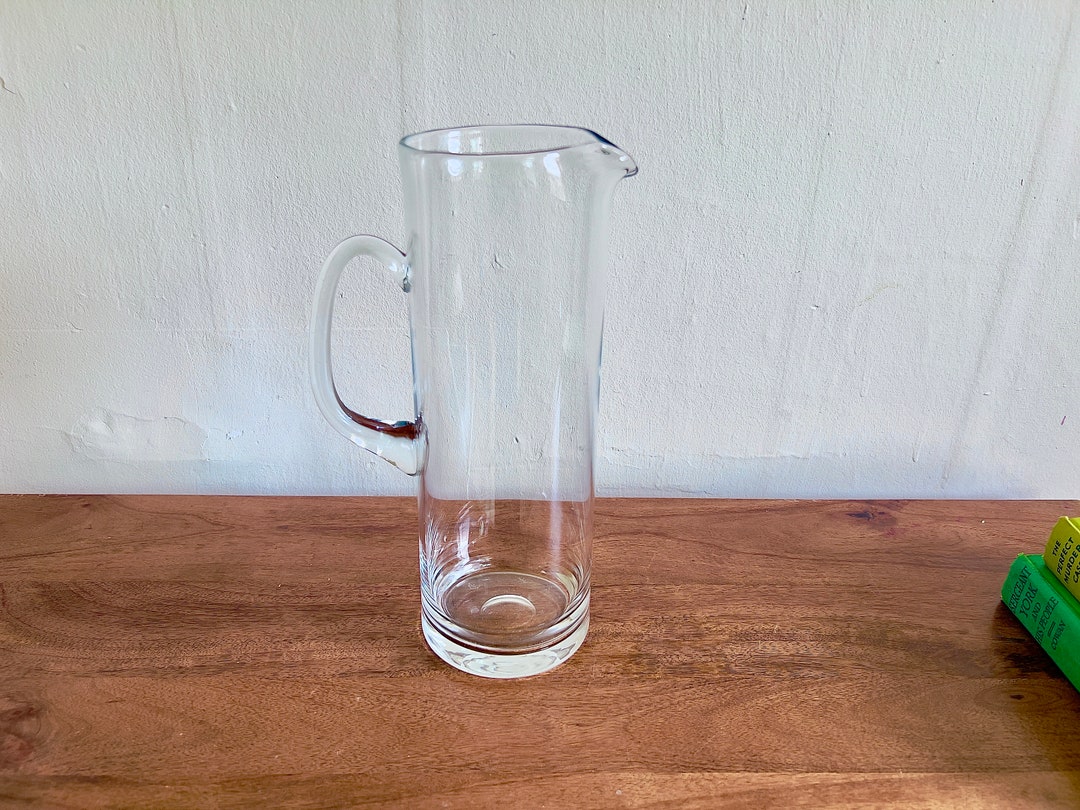 Vintage Block Glass Pitcher Signed Martini Sangria 1980s Etsy