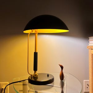 1930s Karl Trabert Black and Yellow Metal Desk Lamp, Vintage German Bauhaus