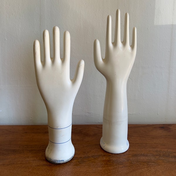 Antique Porcelain Glove Molds Baxter Hand Sculpture Jewelry Hand Display Vintage Baxter Decorative Electic Accent