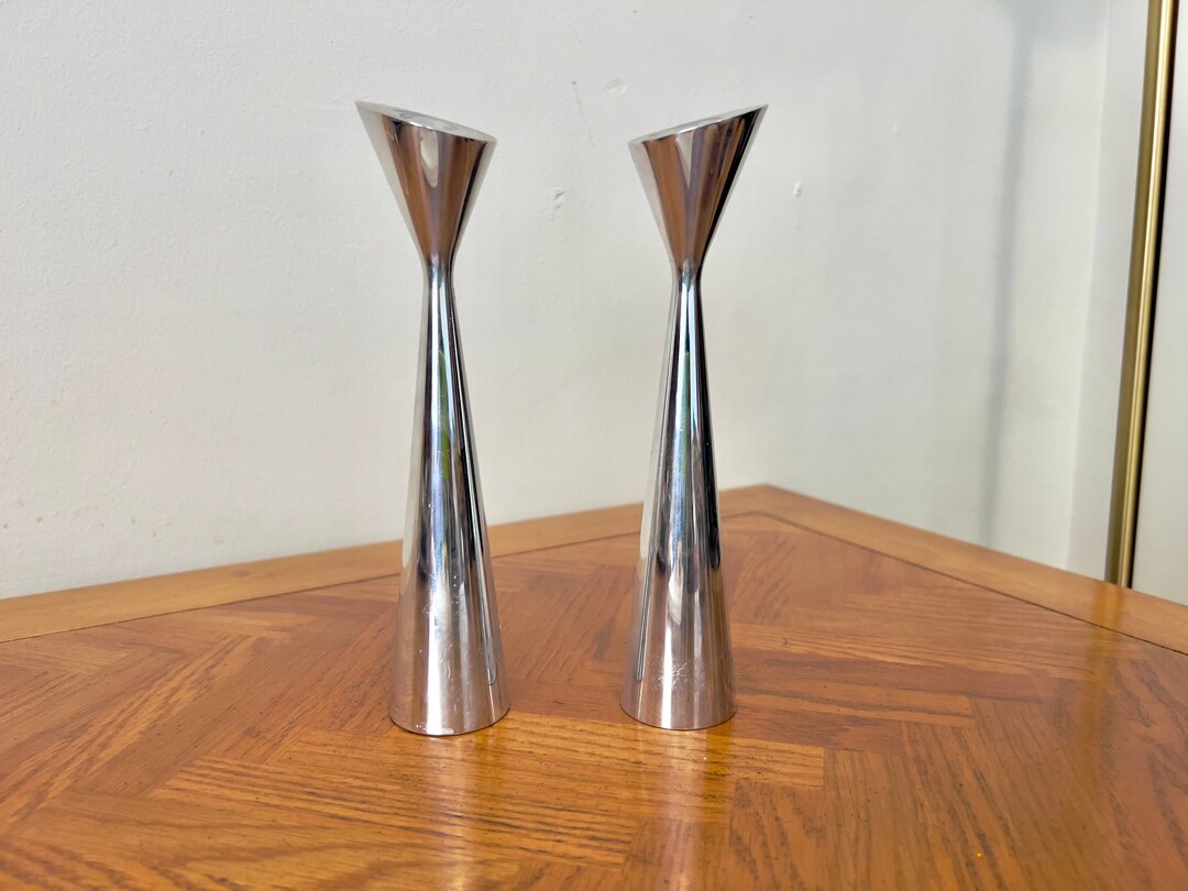 Vintage Nambe Candlestick Holders 8 1990s Retro Etsy