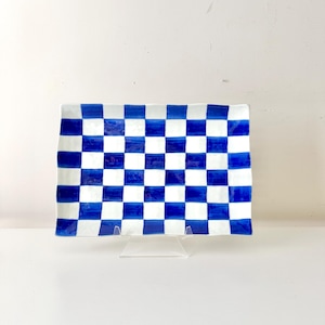 【新品】McKenzie-Childs チェック柄　トレイ Amazon.com: MACKENZIE-CHILDS Enamel Round Tray, Unique Serving