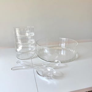 Vintage Acrylic Stacking Salad Bowls and Serving Bowl Set with Utensils