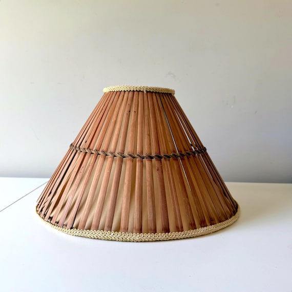 1970s Bohemian Bamboo Slat Rattan Lampshade