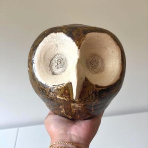 Studio Keramik Eule Skulptur Kopf Figur signiert, Handgefertigt