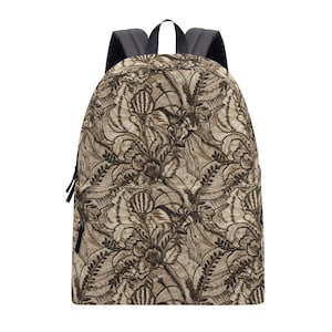 Gothic Grunge Floral Lace Printed Backpack – Durable Canvas & Polyester, Laptop Sleeve Option, 3 Sizes, Adults Students Kids Work Travel