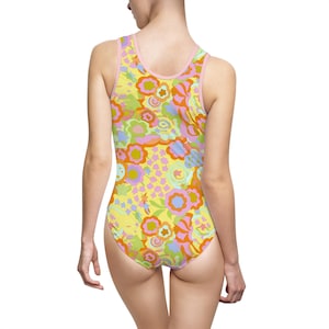 Multicolour Psychedelic 70s Flower Power Garden Vintage-Inspired Hippie Festival One Piece Retro Swimsuit 1950s 1960s 1970s