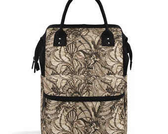 Goth Lace Diaper Bag Backpack – Large Capacity Polyester Twill Nursing Bag