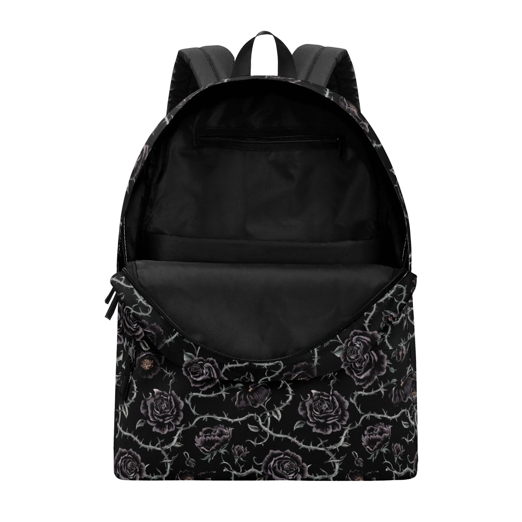 Gothic Black Roses Backpack – Grunge Canvas Laptop Bag - Etsy display picture 1