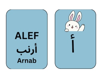 Arabic Alphabets Flash Cards - Arabic Letters - Learn Arabic - Arabic Printable - Arabic Letters for Kids and Adults - Double Sided