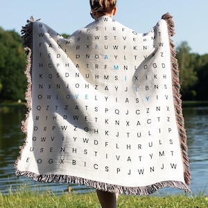 Custom Word Search Woven Blanket: Personalized Puzzle Gift