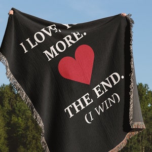 I LOVE YOU More Cotton Anniversary Gift Blanket Woven Throw For Girlfriend For Boyfriend For Wife For Husband First 2nd Anniversary Gift