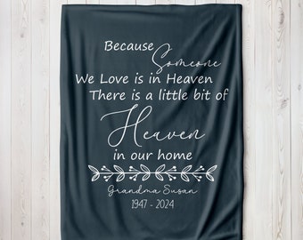 Personalized Memorial Throw Blanket: Heaven Quote, Sympathy Gift