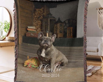 Manta conmemorativa personalizada para mascotas: recuerdo con retrato de perro personalizado