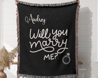 Will You Marry Me Woven Blanket: Engagement Proposal Tapestry