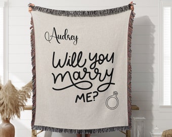 Will You Marry Me Woven Blanket: Engagement Proposal Tapestry