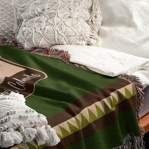 Personalized National Park Anniversary Cotton Woven Blanket, outdoor, camp gift, adventure, Wilde Life, Camp Road Trip, Adventuring Together. Gift for Couple that love Road Trips.