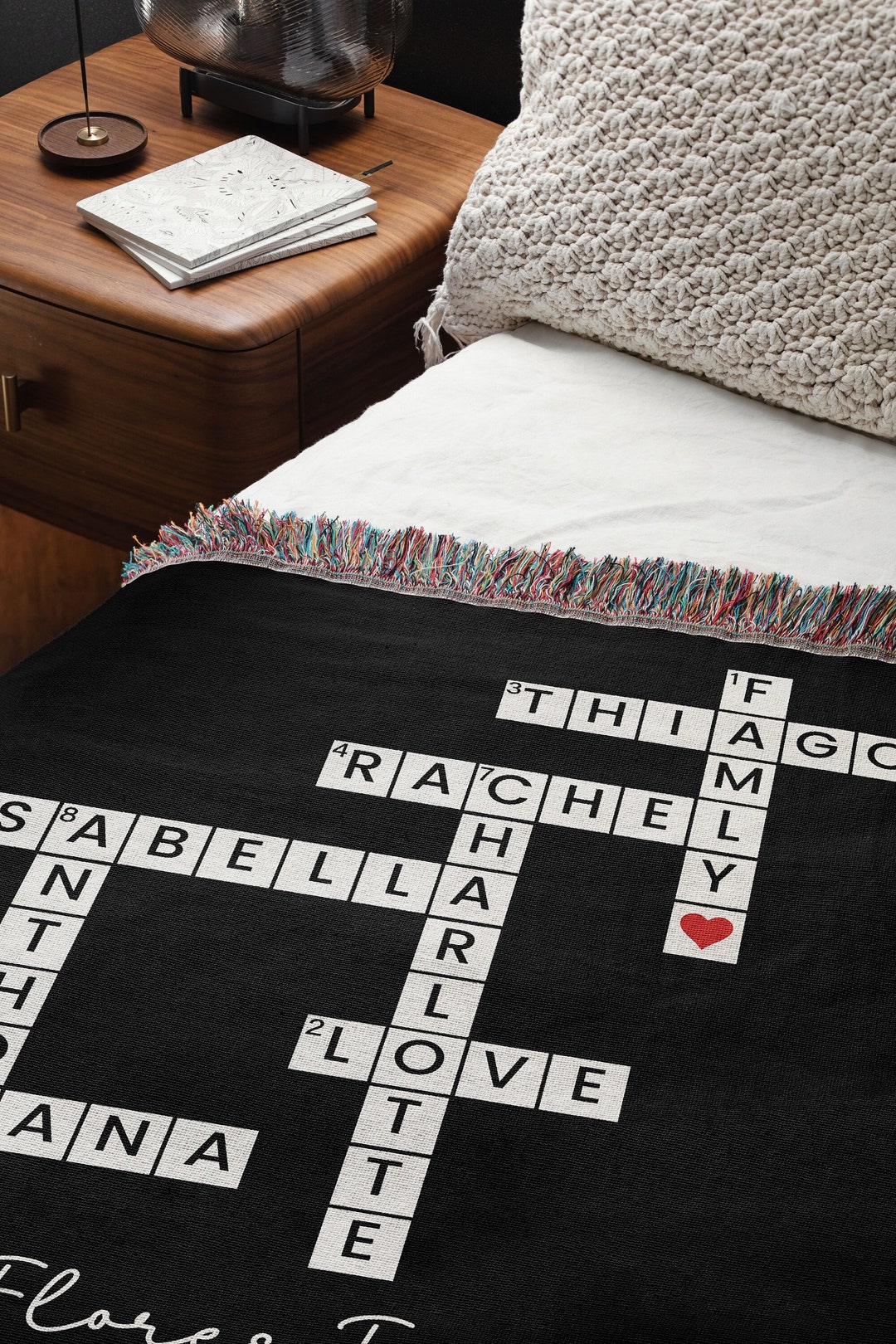 Personalized Crossword Puzzle Blanket Gifts, Custom Crossword Game Gift