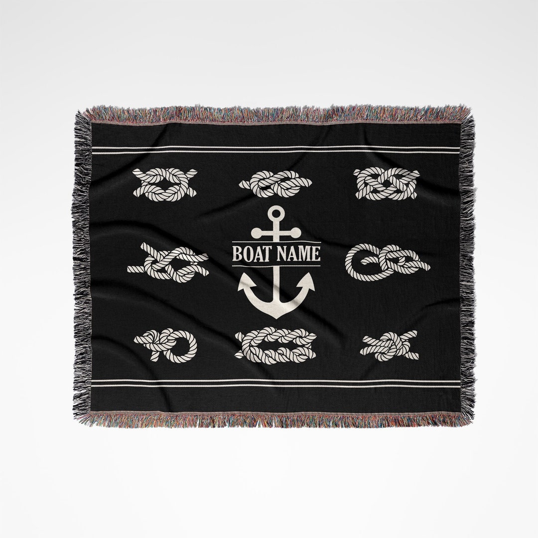 Nautical Knots Woven Blanket Anchor Blanket Custom Boat Etsy