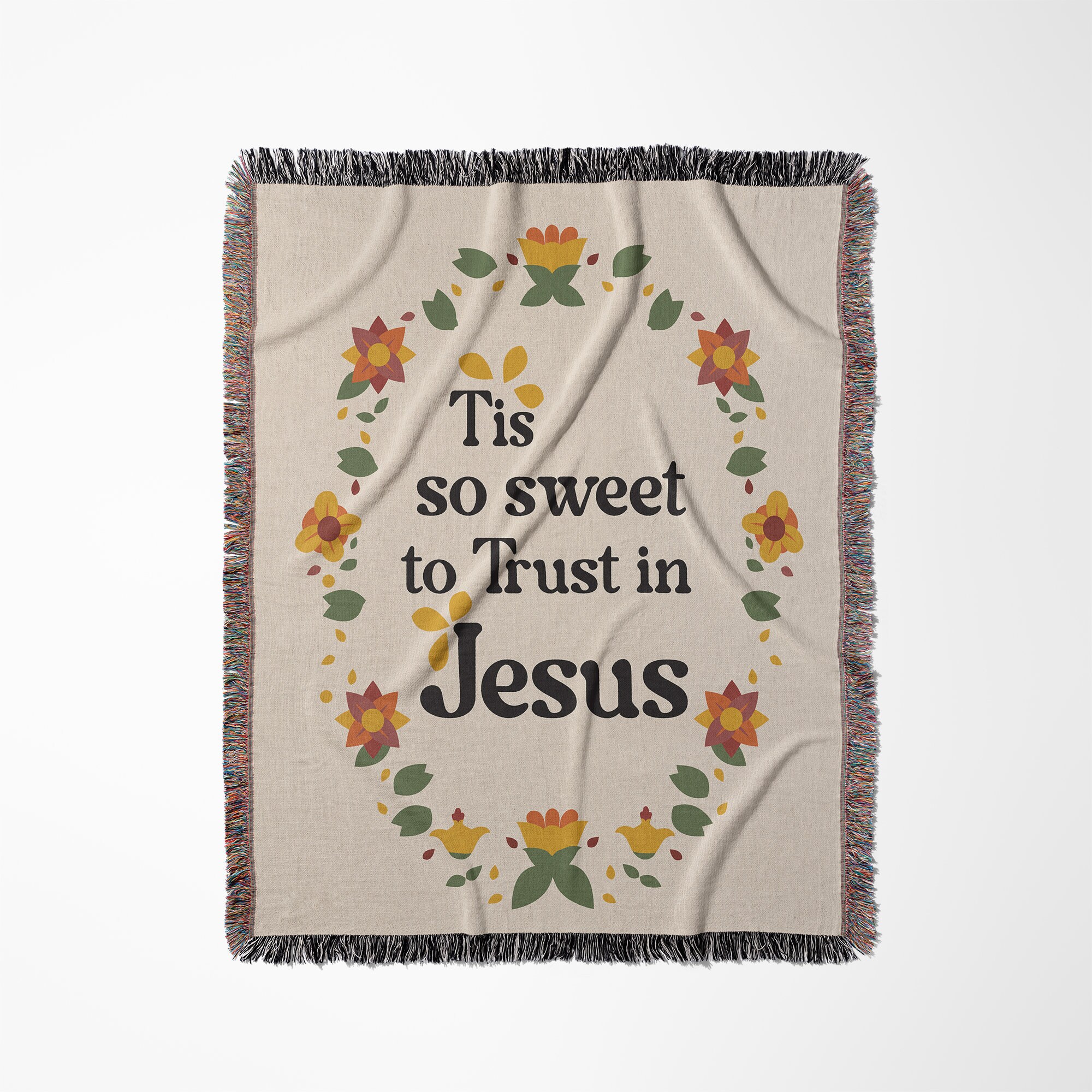 Tis so Sweet to Trust in Jesus Blanket: Woven Floral Christian Gift - Etsy