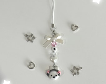 Headphone Miffy Keychain + Phone Charm | kawaii accessories | coquette bow | phone strap
