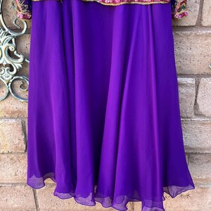 Vintage Adrianna Papell Silk Beaded Evening Dress Maxi Long Sleeve Size 8 Purple 1994 image 8